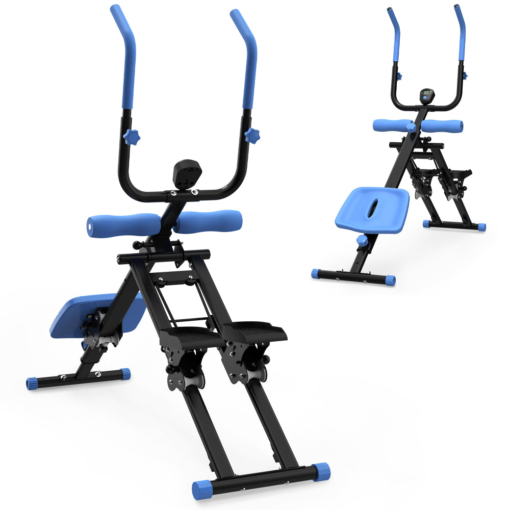 2-in-1 Stepper und Bauchtrainer Blau, stabiles Multifunktionsgerät für Zuhause