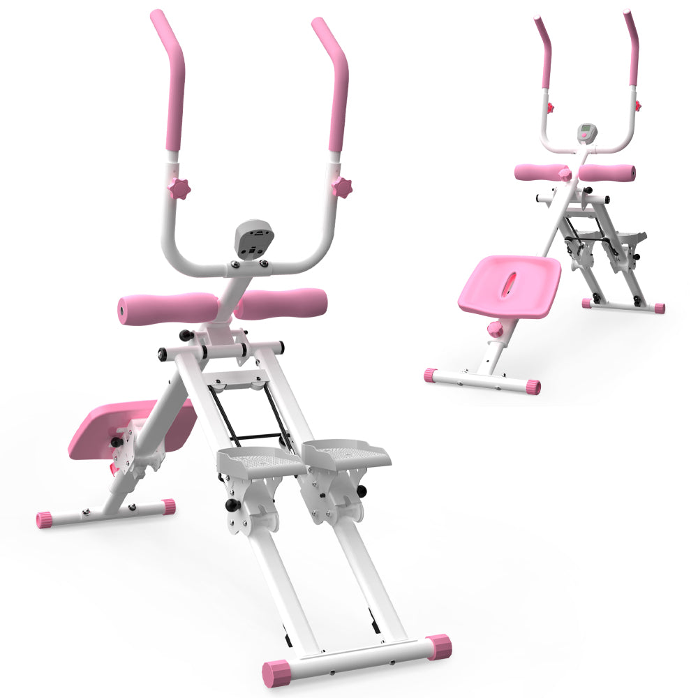 2-in-1 Stepper und Bauchtrainer Pink, stylisches Fitnessgerät für Damen