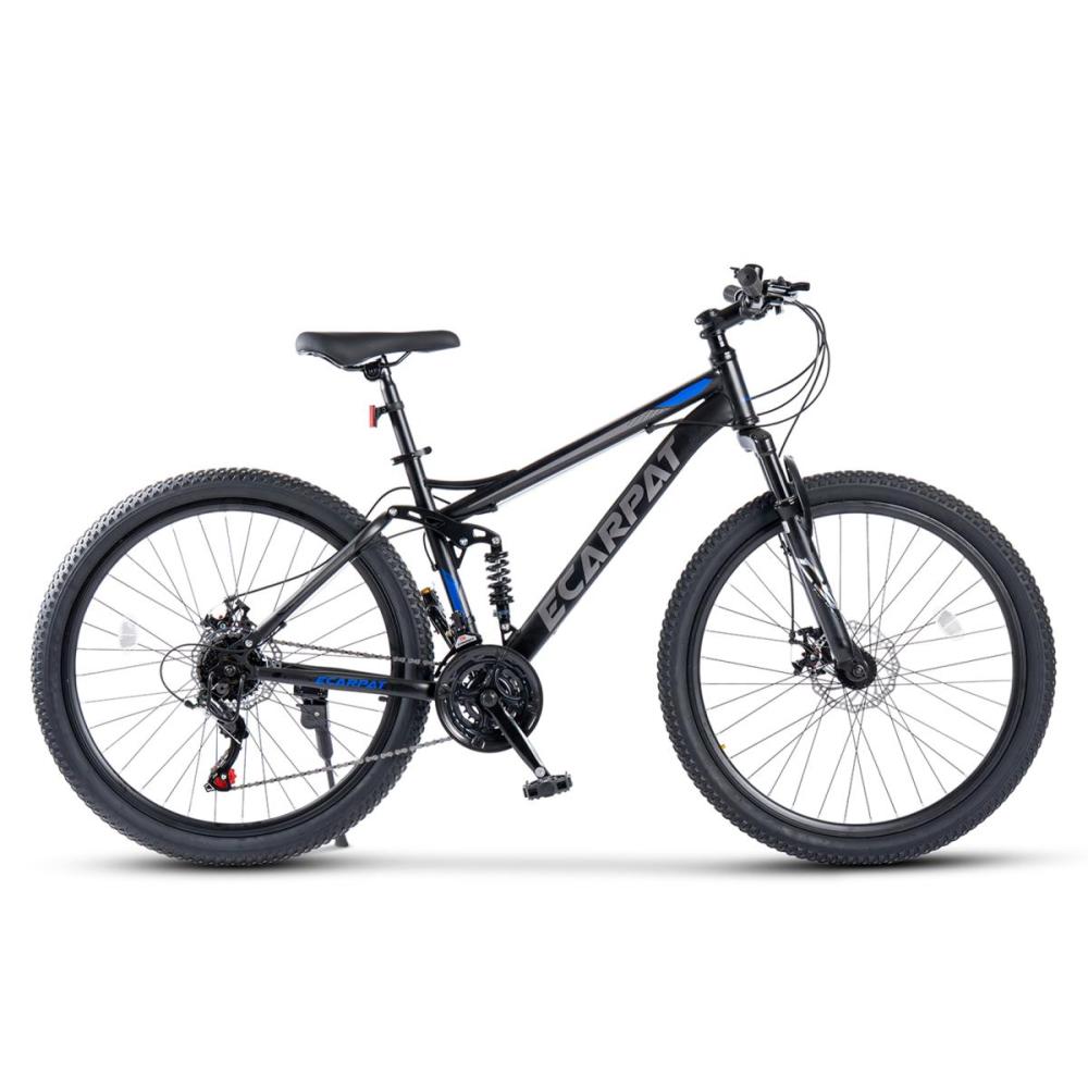26 Zoll Fully MTB in Schwarz-Blau, leichte Seitenansicht