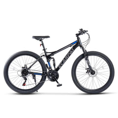 26 Zoll Fully MTB in Schwarz-Blau, leichte Seitenansicht