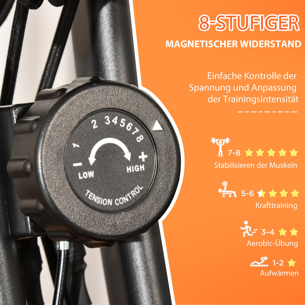 8-Stufiger Magnetwiderstand: Drehknopf zur individuellen Anpassung der Intensität