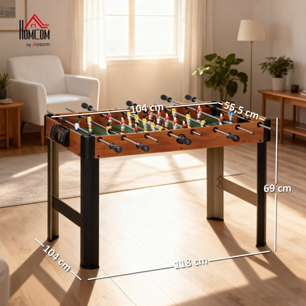 Abmessungen des Kinder-Tischkickers: 93,5 cm Länge und 69 cm Höhe, ideal für Jugendliche