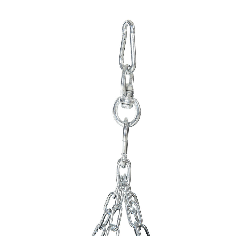 Aufhängung: Robuste Stahlkette mit Drehwirbel für sichere Deckenmontage.