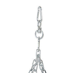Aufhängung: Robuste Stahlkette mit Drehwirbel für sichere Deckenmontage.