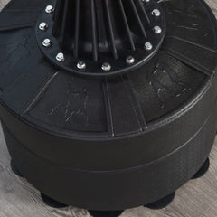 Detailansicht der Basis mit Schrauben und robuster Kunststoff-Abdeckung.