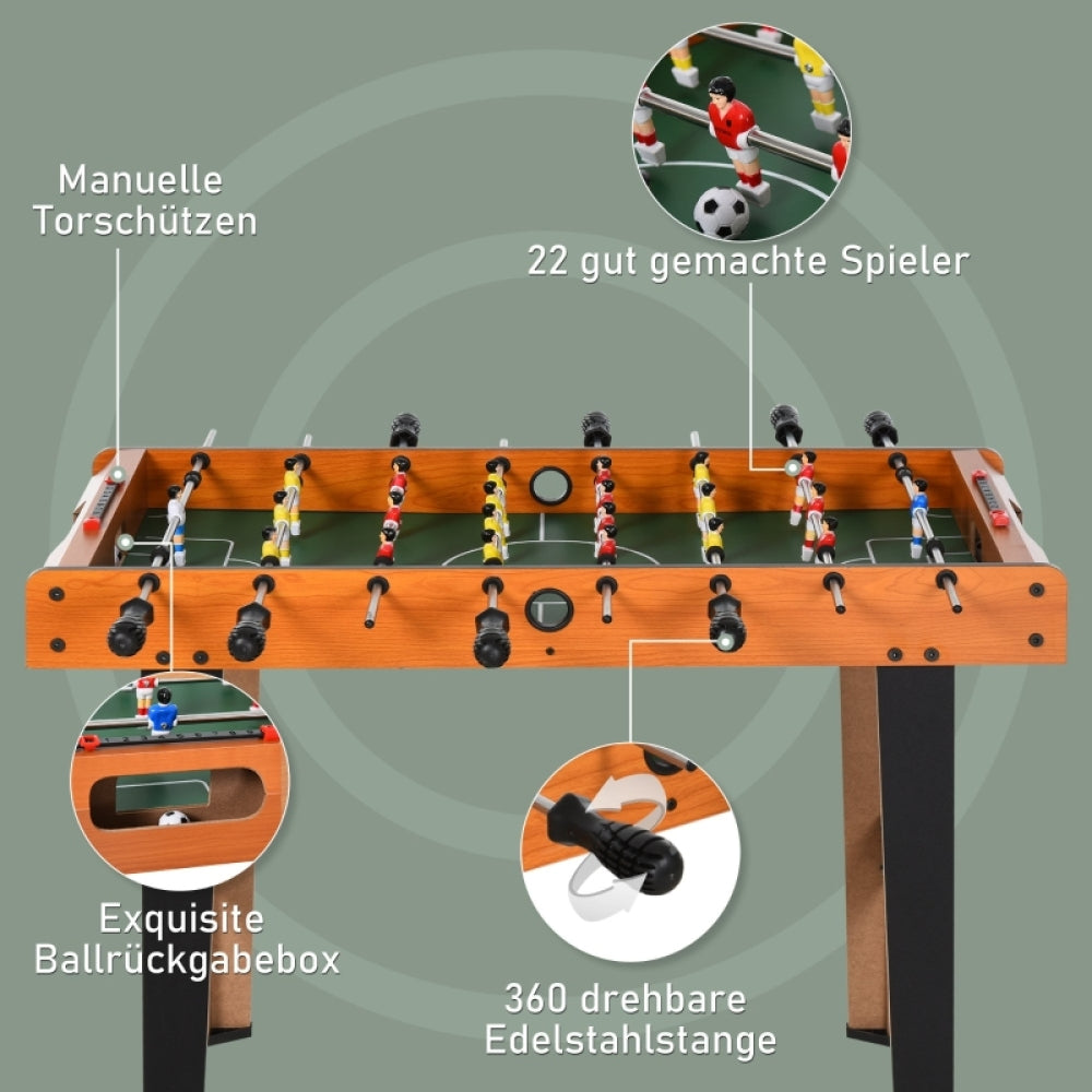Detailansicht der manuellen Torzähler, der 360-Grad drehbaren Edelstahlstangen und der Spielerfiguren