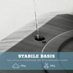 Detailansicht des Wassereinlasses an der Basis, befüllbar mit 30kg Wasser oder 40kg Sand.