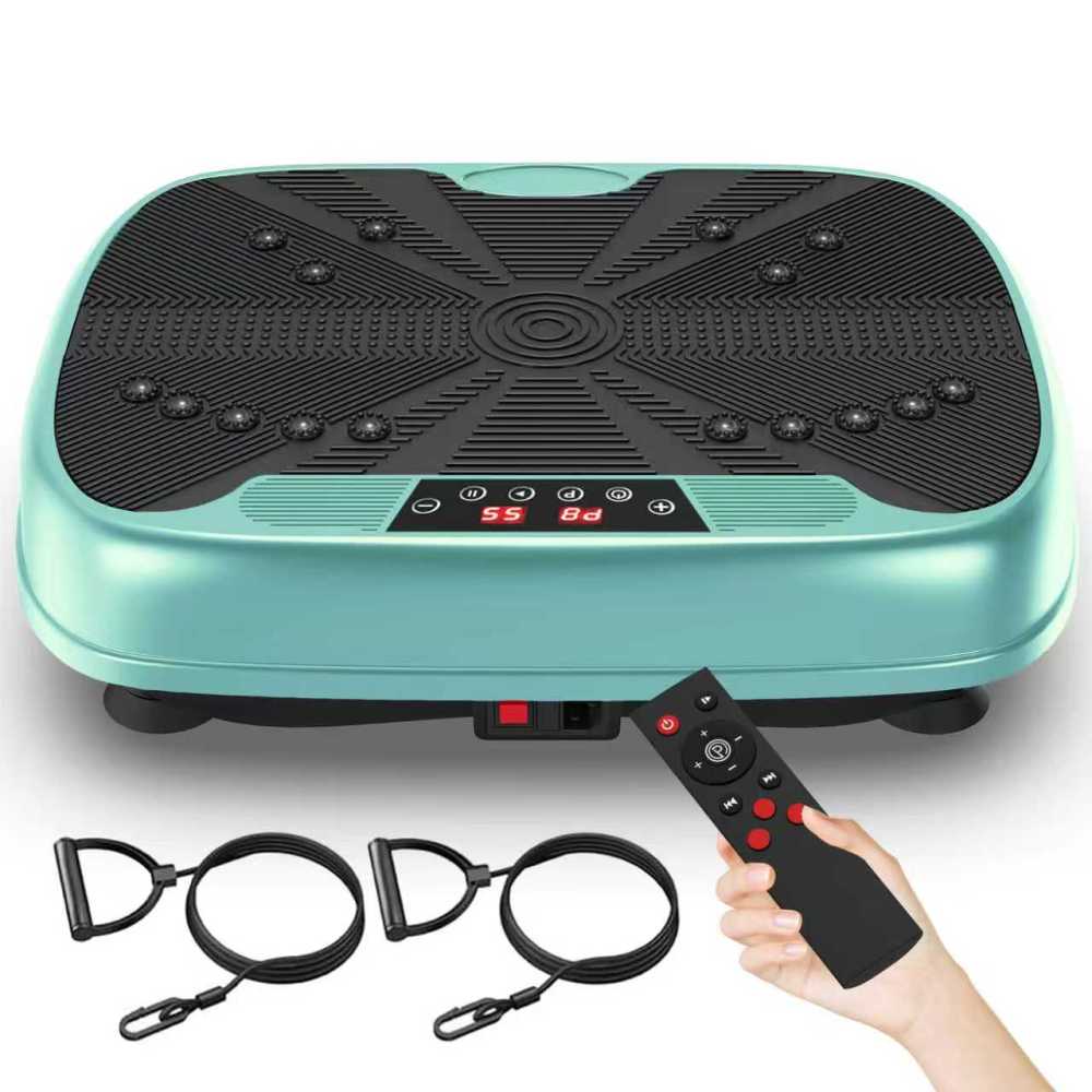 Draufsicht der türkisen Fitnessplatte mit Massage-Noppen und Display