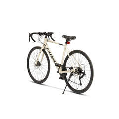 Dynamische Ansicht des Citybikes mit Fokus auf Rahmengeometrie und Gabel.