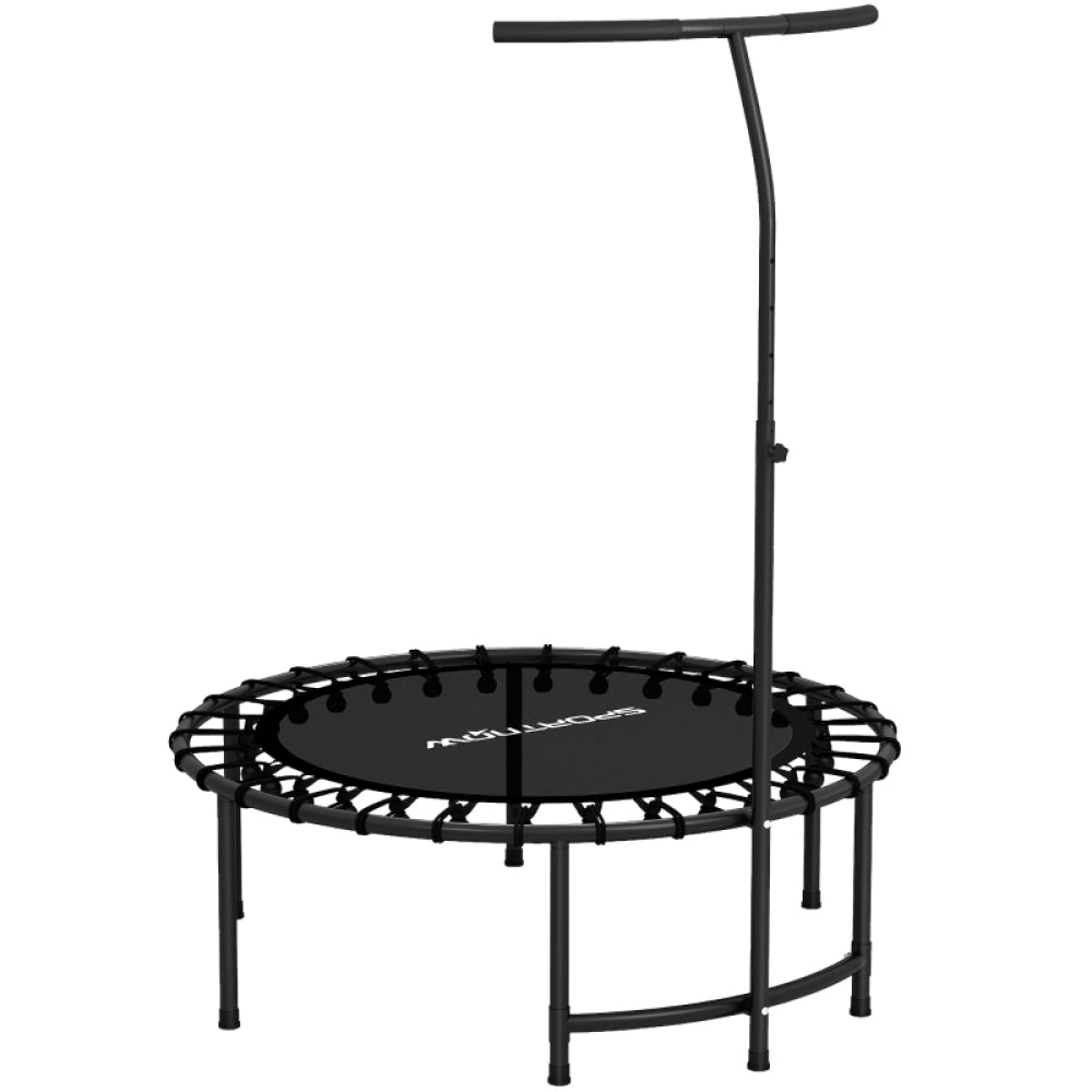 Fitness-Trampolin Ø 102 cm in komplett schwarzem Design mit T-Haltegriff.