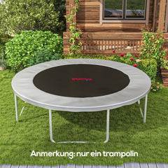 Foto eines Gartentrampolins (366 cm) mit der neuen Matte, zeigt die Passform im Rahmen.