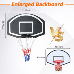 Größenvergleich zeigt das vergrößerte Backboard (72 cm) gegenüber kleineren Standard-Modellen (40 cm).