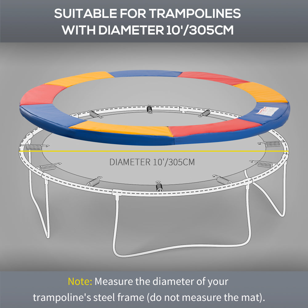 Grafik zeigt die Passform der Abdeckung auf einem 10ft/305cm Trampolingestell.