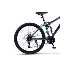 Hinterradfederung des 26 Zoll Schwarz-Grün Fully MTBs mit robustem Federdämpfer