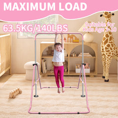 Hohe Tragkraft bis 140lbs: Sicheres Turnen an der pinken Reckstange.