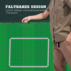 Illustration des "Faltbaren Designs", das den einfachen Transport und die platzsparende Lagerung zeigt.