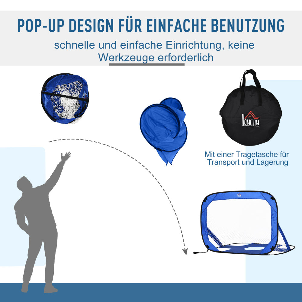 Illustration des schnellen Aufbaus: Das Tor springt aus der gefalteten Form in die volle Größe auf.