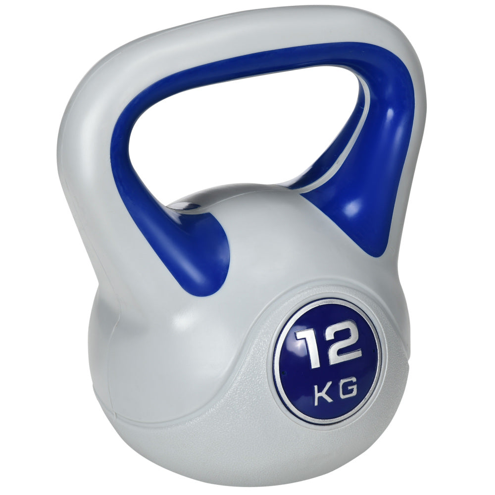 Kettlebell 12 kg Blau: Bodenschonende Kugelhantel mit Kunststoffmantel