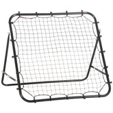 Kompakte Fußball-Rückprallwand in Schwarz mit straffem Netz und verstellbarem Standfuß.