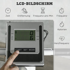 LCD-Bildschirm zeigt Herzfrequenz, Zeit und Kalorien an