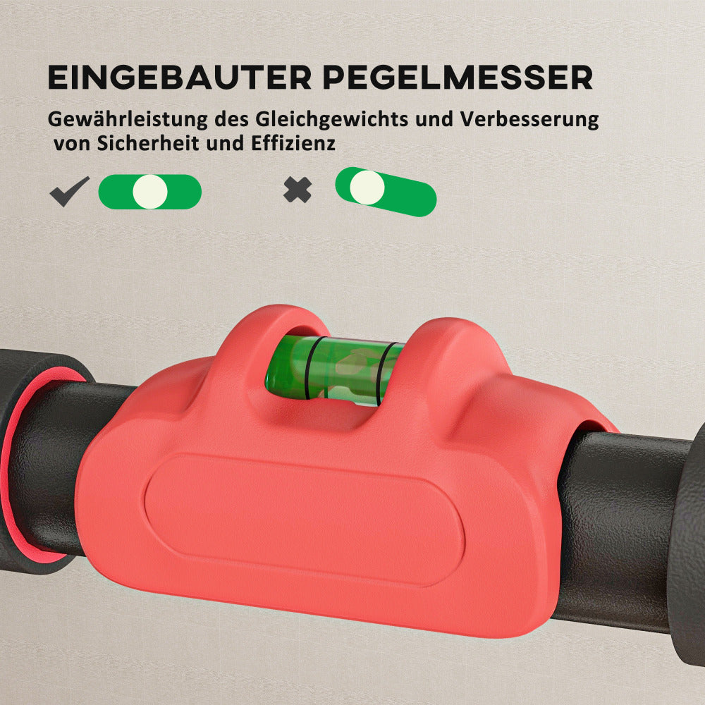 Nahaufnahme der integrierten Wasserwaage (Level-Meter) für eine perfekte horizontale Ausrichtung.