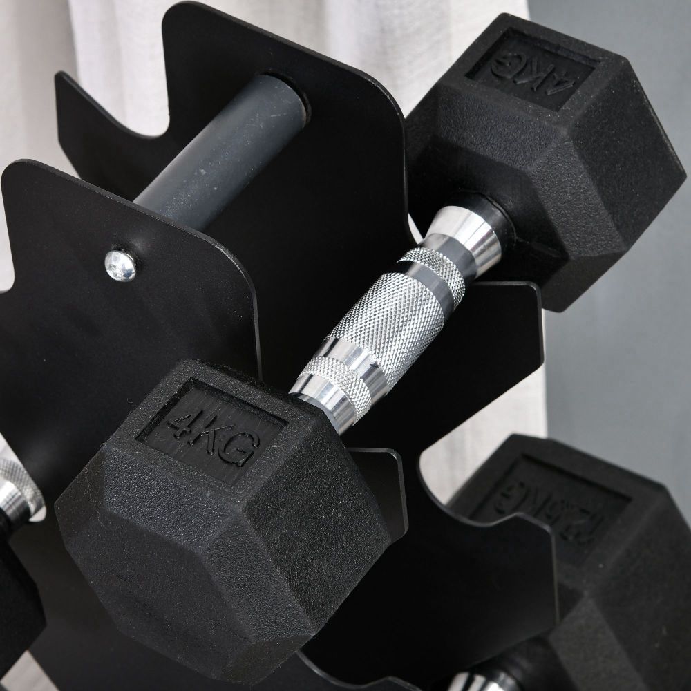 Ordnung halten: Hexagon-Hanteln sicher im Regal verstaut