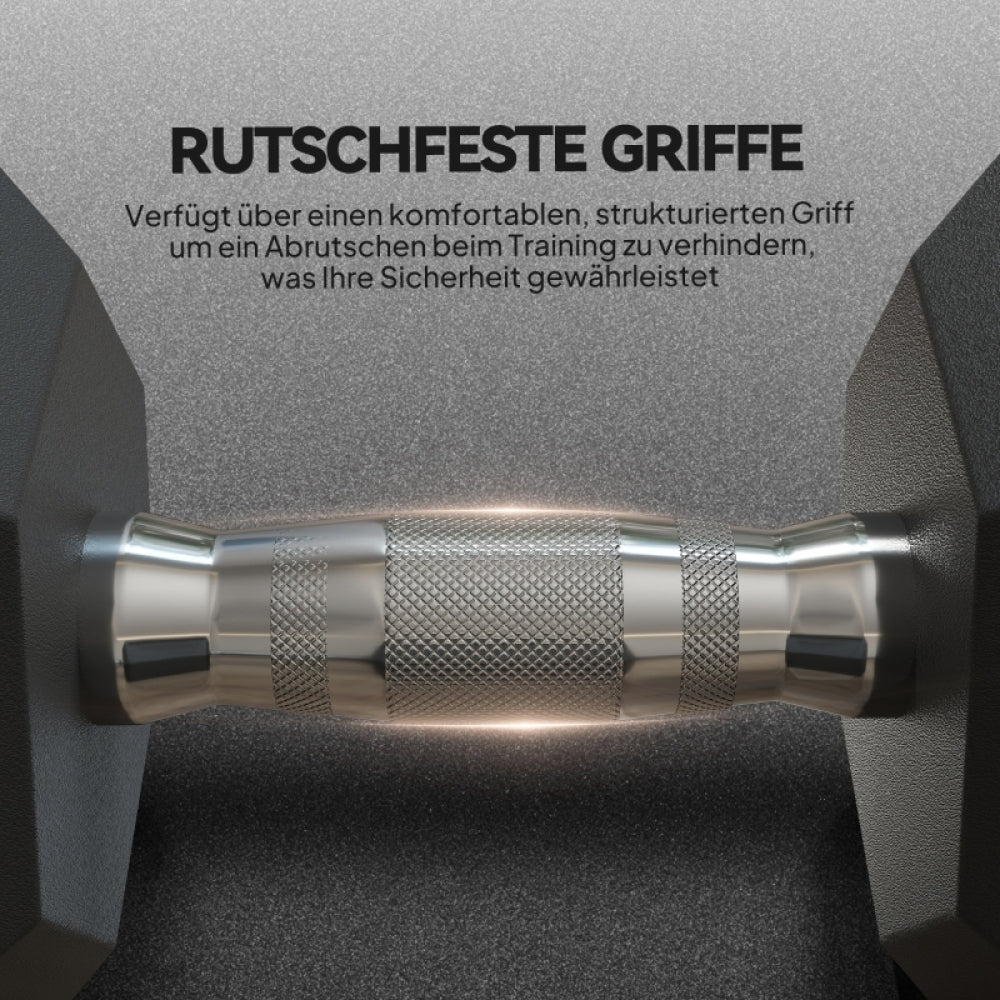 Rutschfester Griff: Gerändelte Chrom-Stange für sicheren Halt