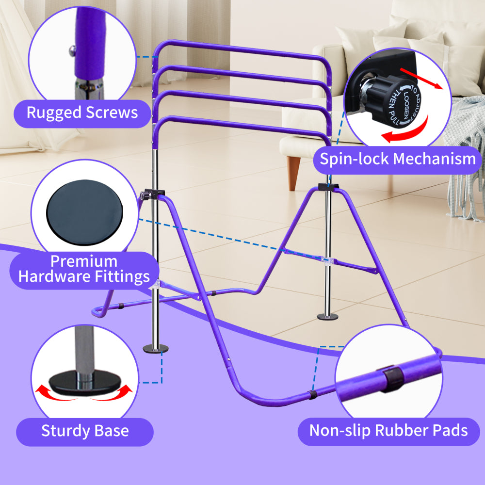 Stabile Basis: Triangel-Struktur mit rutschfesten Gummifüßen in Lila.