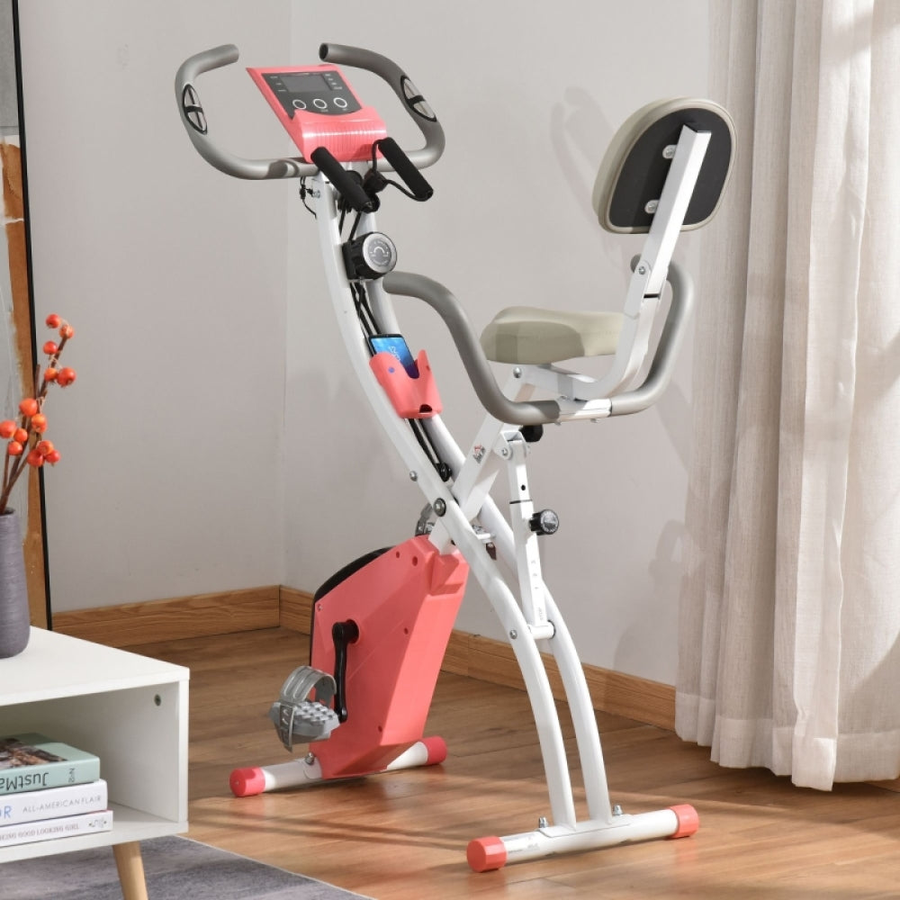 Stilvolles Design in Rosa: Platzsparendes Heimtrainer-Fahrrad für das Home Gym