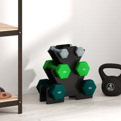 Stylisches Design: Buntes Hantelset passt perfekt in moderne Wohnräume