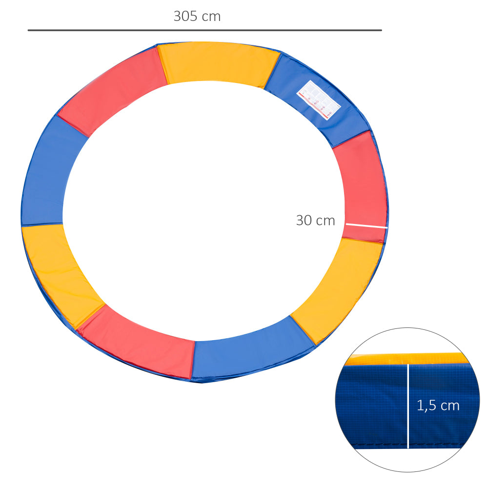 Technische Grafik: Ringdurchmesser 305 cm, Breite 30 cm, Überhang 1,5 cm, zeigt die Farbsegmente.