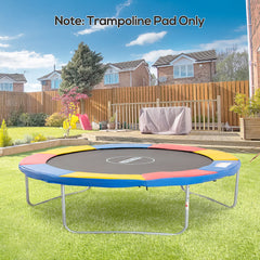 Trampolin im Garten mit der neuen rot-gelb-blauen Randabdeckung ("Note: Trampoline Pad Only").
