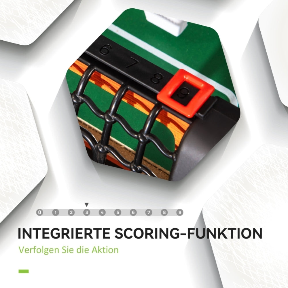 Vergleichsbild zeigt die kompakte Größe des Kickertisches, geeignet für Kinder- und Jugendzimmer