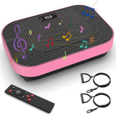 Vibrationsplatte Pink mit Bluetooth-Musikfunktion und Bändern