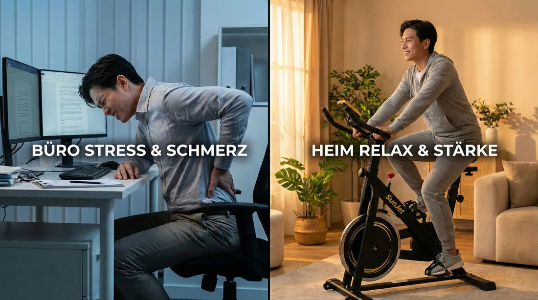 Rückenschmerzen im Home Office Lösung durch aktives Sitzen auf dem Heimtrainer
