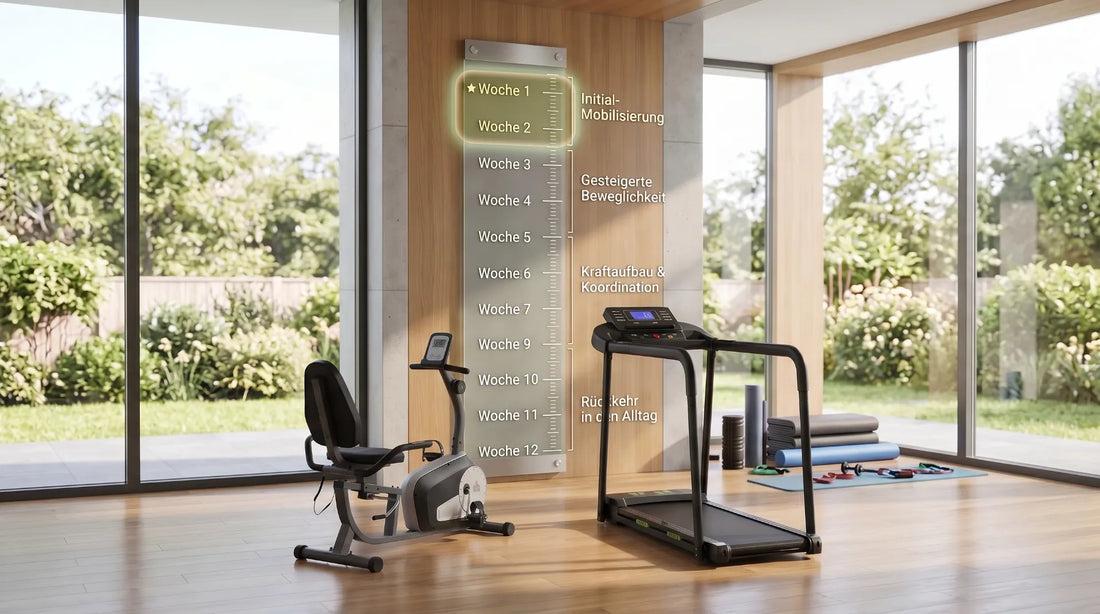 Sicherer Start der Reha nach Gelenk-OP Der 12-Wochen-Plan für Zuhause mit Liegeergometer und Reha-Laufband.