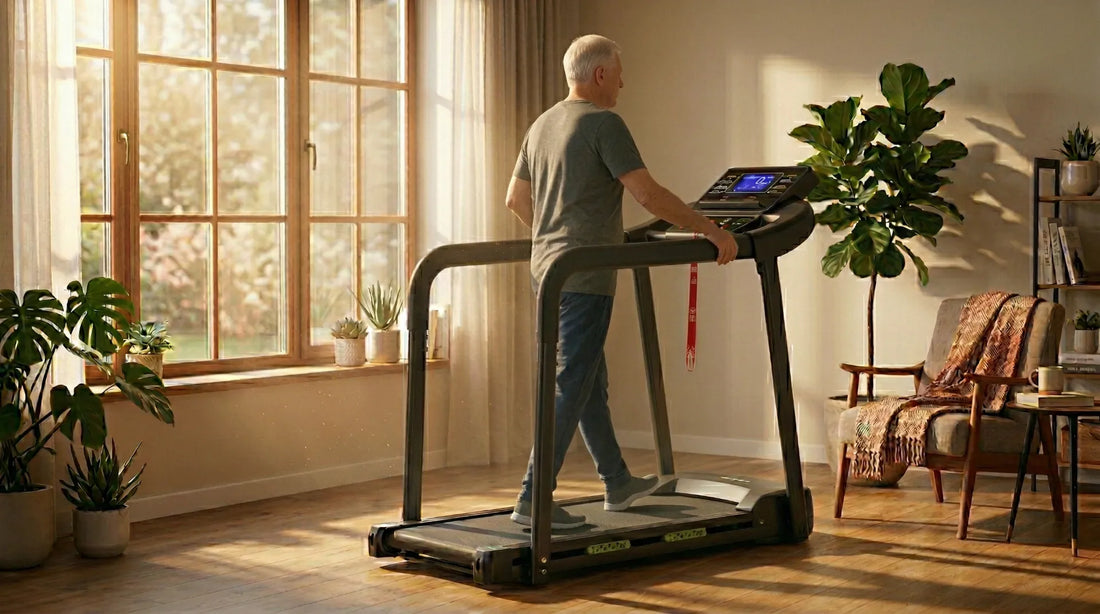 Sicheres Fitness-Training für Senioren Zuhause auf dem Laufband