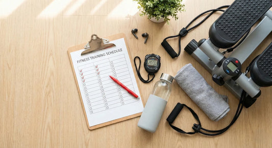 Stepper Trainingsplan und Stoppuhr für Zuhause