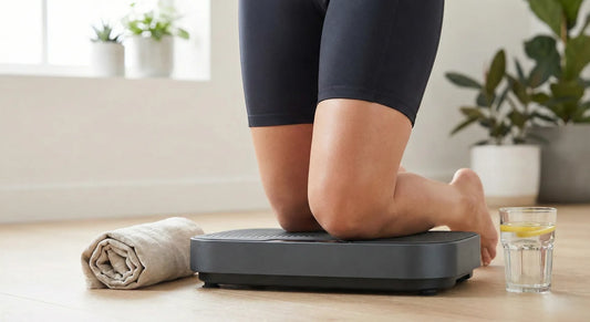 Straffe Beine und Hautpflege durch Training auf der Vibrationsplatte