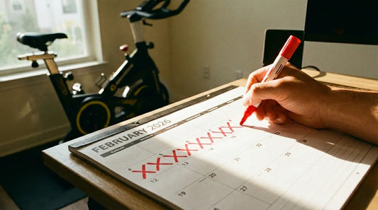 Trainingsplan einhalten Kalender für regelmäßige Heimtrainer-Workouts