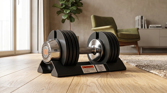 Bowflex SelectTech 552i verstellbare Hantel mit Drehknopf-Mechanismus auf Block
