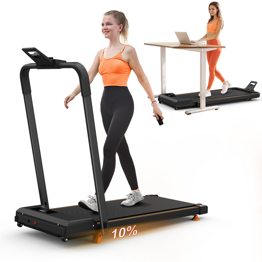 Sunjetfit W500 Walking Pad schwarz-orange – 10% Steigung für maximale Fettverbrennung