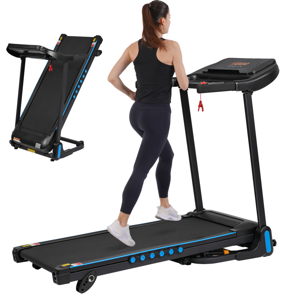 Sunjetfit X200 Profi Laufband – Frau läuft, Vergleich aufgebaut und gefaltet