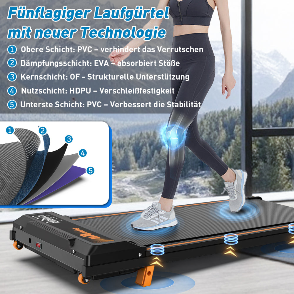 W450 Walking Pad Mehrschicht-Dämpfung – 111 × 49 cm, Höhe 10,4–15 cm