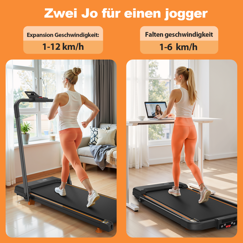 W500 2-in-1 Walking Pad und Laufband – 1–12 km/h und 1–6 km/h Nutzungsmodi