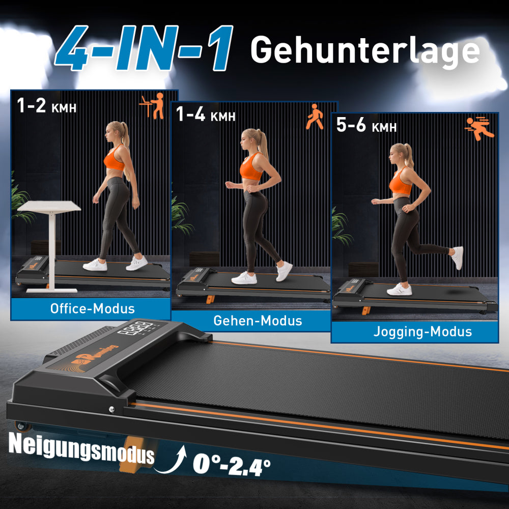 W450 4-in-1 Gehunterlage – Office, Gehen, Joggen und Steigung 0°–2,4°