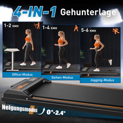 W450 4-in-1 Gehunterlage – Office, Gehen, Joggen und Steigung 0°–2,4°