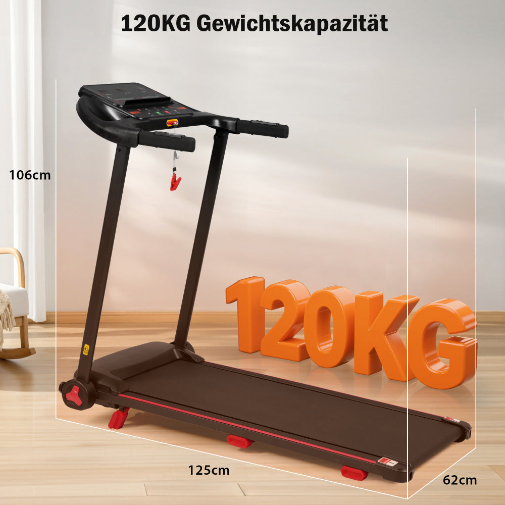 X100 Profi Laufband 120 kg Tragkraft – Produktmaße 125 × 62 × 106 cm
