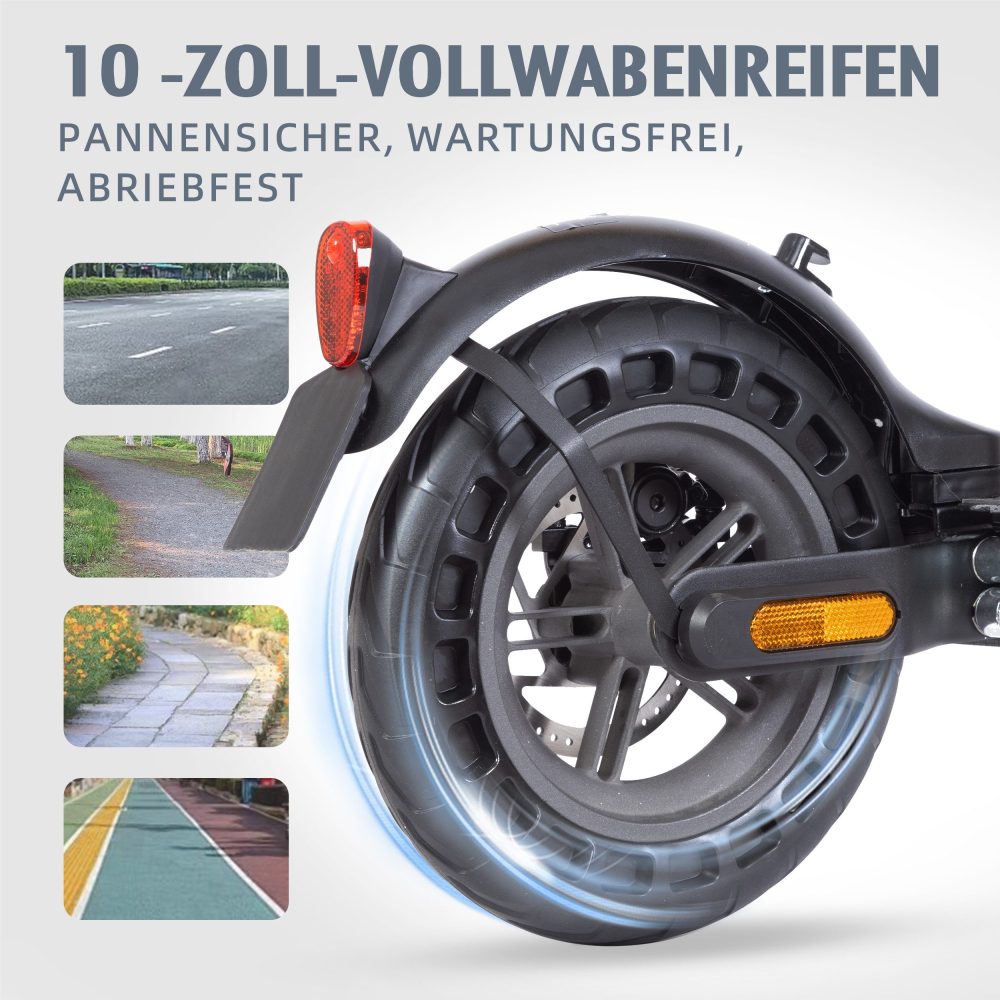 10-Zoll-Vollwabenreifen (pannensicher und wartungsfrei) im Detail.