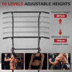 10-stufige Höhenverstellung: Anpassbar von 154 cm bis 207 cm für die ganze Familie.